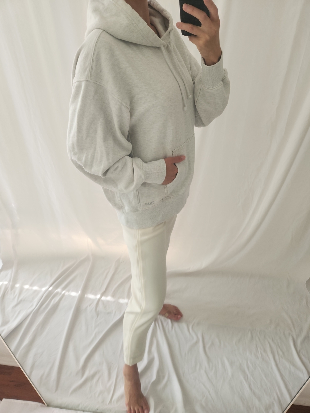 Aritzia Light Gray Drawstring Hoodie - Picture 3 of 10